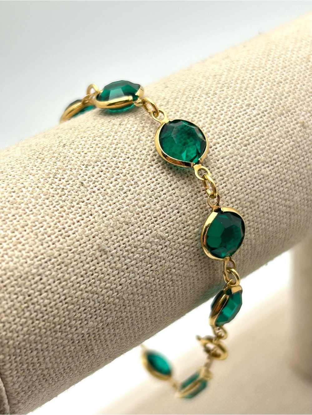 Swarovski Vintage SAL Green Crystal Bezel Bracelet